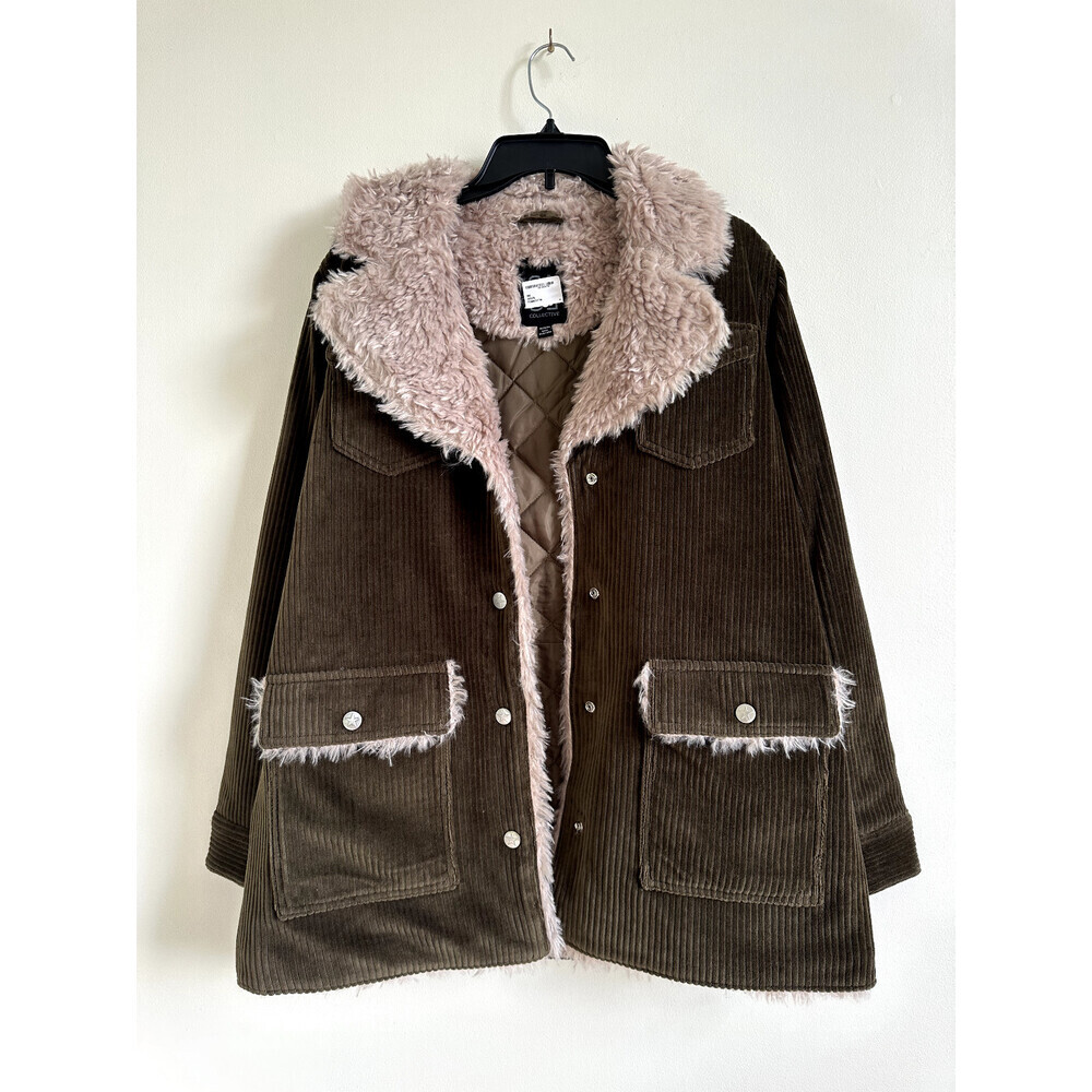Sage Collective Valley Faux Shearling Lined Corduroy Jacket In Moss Size M $279